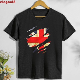 เสื้อยืด คอกลม พิมพ์ลายธงชาติอังกฤษ แฟชั่นเรโทร สําหรับผู้หญิง