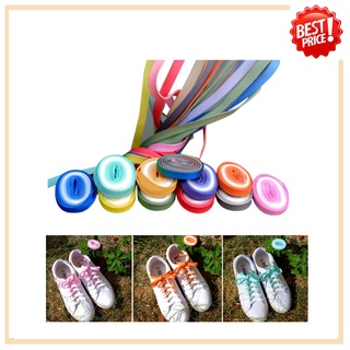 Unisex Flat Canvas Athletic Sports Candy Color Gradient Shoelaces รองเท้าผ้าใบรองเท้ากีฬาแฟชั่นสำหรับผู้หญิง 1 คู่