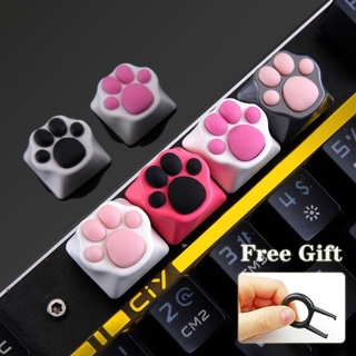 Custom Gaming Keycaps Machinery Keyboard Keycaps Cat paw Shape Aluminum Alloy Base Silica Gel Pad Cat Claw for Cute Keyboard