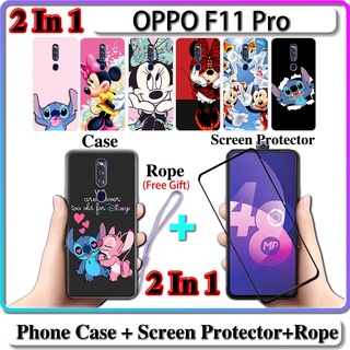 2 IN 1 เคส OPPO F11 Pro เคส พร้อมกระจกนิรภัยโค้ง ป้องกันหน้าจอ เซรามิก การออกแบบที่แข็งแกร่ง และมินนี่