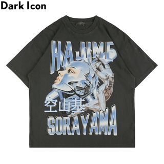 เสื้อยืดผ้าฝ้ายขนาดใหญ่พิมพ์ลาย Dark Icon Hajime Sorayama สําหรับผู้ชาย