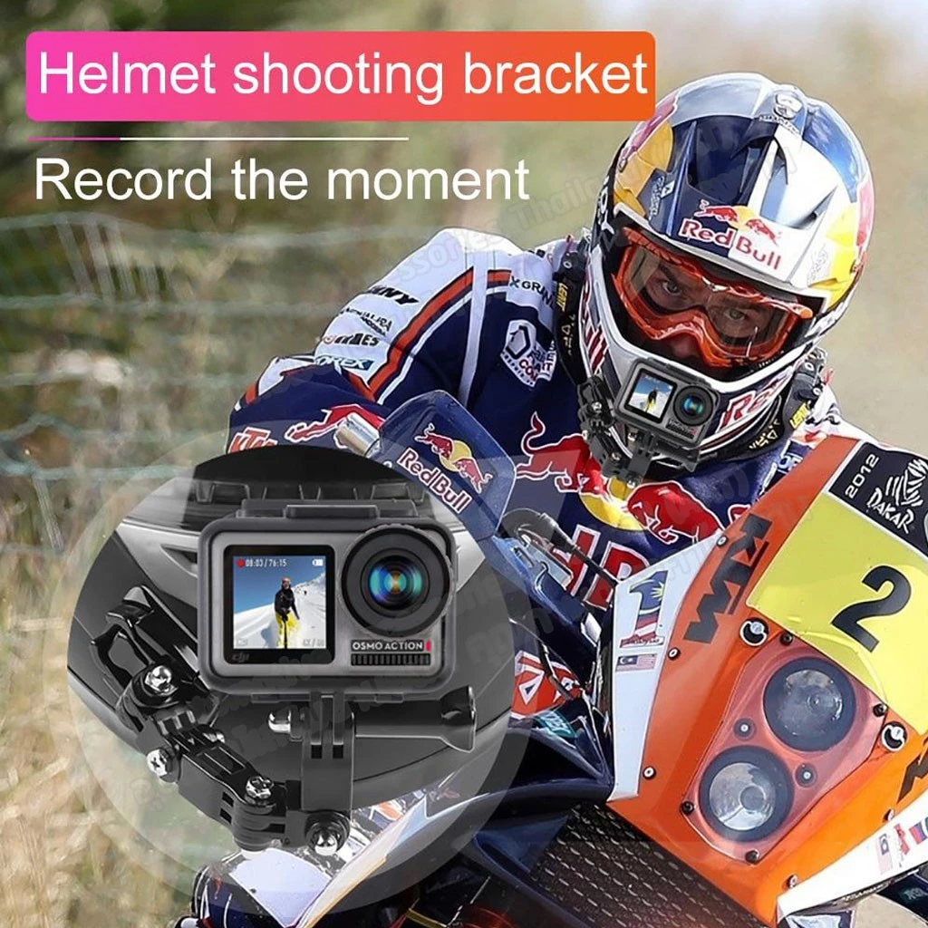 ชุดอุปกรณ์กล้องติดหมวกกันน็อค อุปกรณ์กล้องต่อหมวกกันน็อค GoPro / OSMO แบบปรับระดับได้ (1 ชุด มี 20 ชิ้น) thumbnail 9