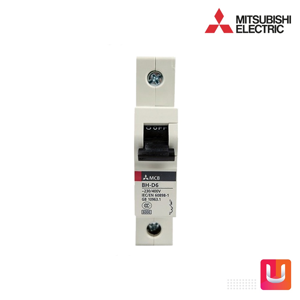 MITSUBISHI BH-D6 1P 16A Miniature Circuit Breaker (MCB) ลูกย่อยเบรกเกอร์ 16A 1P 6kA | Uelectric