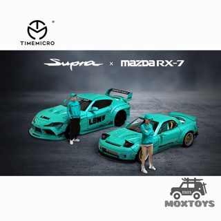 โมเดลรถยนต์ Timemicro 1:64 Mazda Rx-7 Rocket Bunny Pandem /Lbwk Lb สีฟ้าสําหรับรถยนต์ Toyota Supra