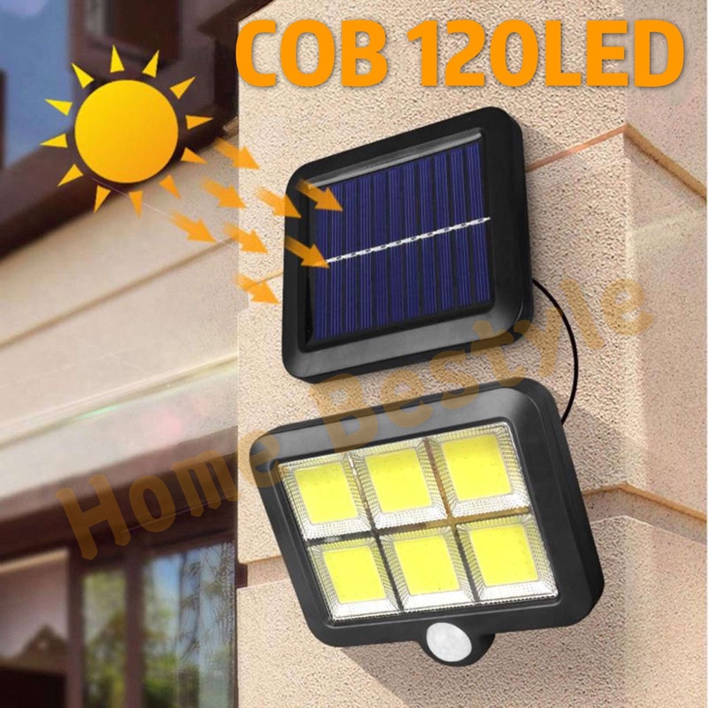 ไฟโซล่าเซลล์ ปรับได้ 3 โหมด แผงแบตเตอรี่โซล่าเซลล์ COB 100 LED และ COB 120 LED เซ็นเซอร์อัตโนมัต
