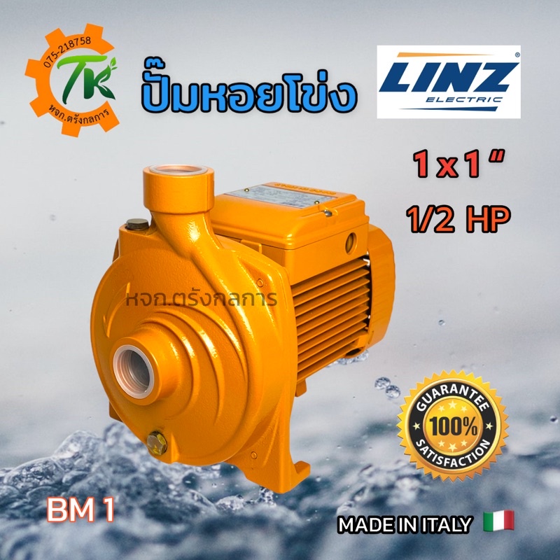 ปั๊มหอยโข่ง ปั๊มไฟฟ้า LINZ รุ่น Bm 1 ของแท้ ขนาดท่อ 1x1 นิ้ว 0.5 แรงม้า 650W MADE IN ITALY🇮🇹