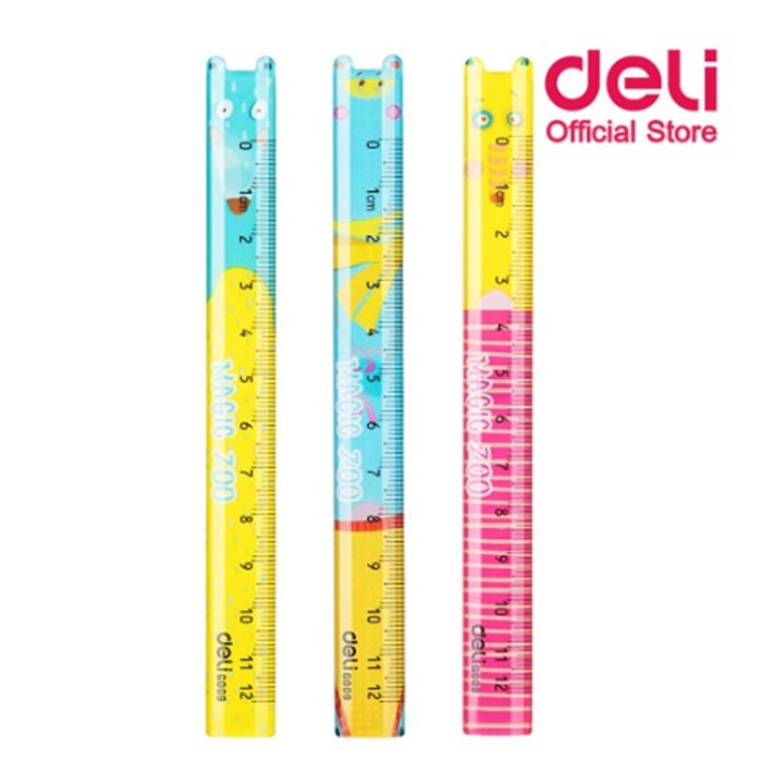 Deli G00902 Ruler ไม้บรรทัดแฟนซีสุดน่ารัก ขนาด 12 เซนติเมตร คละสี จำนวน 1 ชิ้น ไม้บรรทัด เครื่องเขียน
