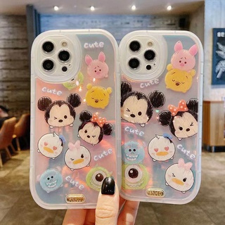 เคสโทรศัพท์มือถือ ซิลิโคน กันกระแทก ลายการ์ตูนมิกกี้ มินนี่เมาส์ พร้อมกระจก สําหรับ iPhone 12 13 11 Pro Max X Xs Max Xr HBTC3