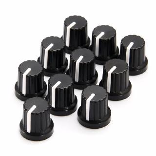 10pcs 6mm Shaft Hole Plastic Volume Control Potentiometer Knob Cap Black