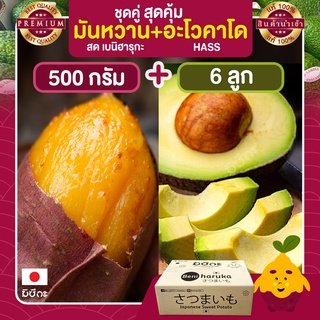 มันหวาน 500 กรัม มันหวานญี่ปุ่น + อะโวคาโด 6 ลูก อะโวคาโดสด อะโวคาโด้ มันหวานญี่ปุ่นนำเข้า มันญี่ปุ่น เบนิฮารุกะ