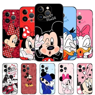 เคสโทรศัพท์มือถือ ซิลิโคนนิ่ม Tpu ลายมิกกี้ มินนี่เมาส์ สีดํา สําหรับ iPhone 14 Pro 14 Pro Max