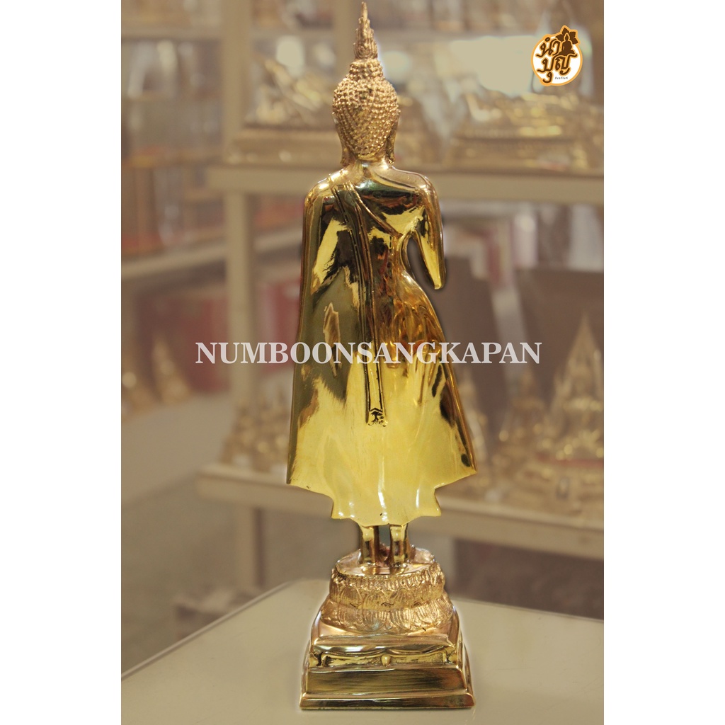 พระประจำวันจันทร์ ปางห้ามญาติ เนื้อทองเหลืองขัดเงา ขนาดหน้าตัก 3นิ้ว