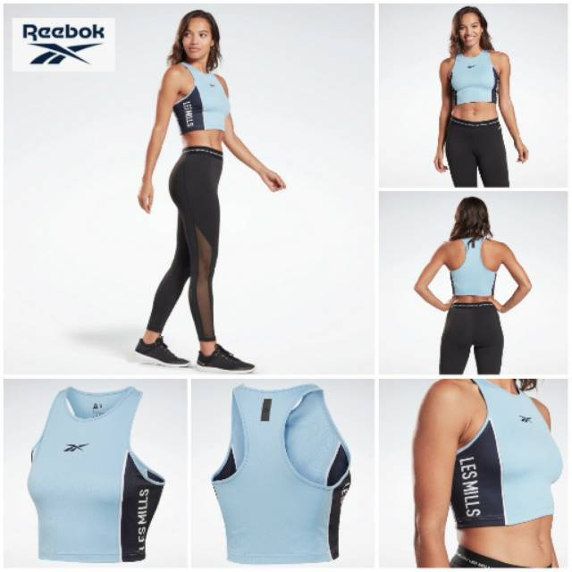 Reebok Lesmills Sport Crop Top ผู้หญิง Baju Tanktop เสื้อกีฬาสําหรับผู้หญิงสาว Les Mills LM Original