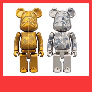 [ของแท้ แบ่งจ่ายสบายๆ 0%] MEDICOM BE@RBRICK :  Bearbrick 200% B@PE Chogokin BAPE CAMO SHARK GOLD &amp; SILVER Set