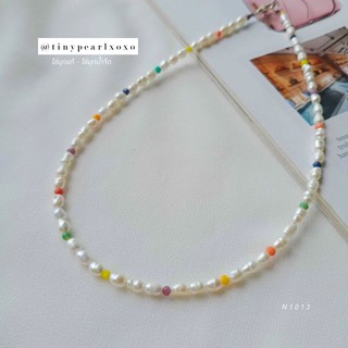 สร้อยมุกแท้ Rainbow ~ Crystal Bead ลูกปัดแก้วคริสตัล สร้อยสายฝอ สร้อยไปทะเล Tinypearlxoxo N1013