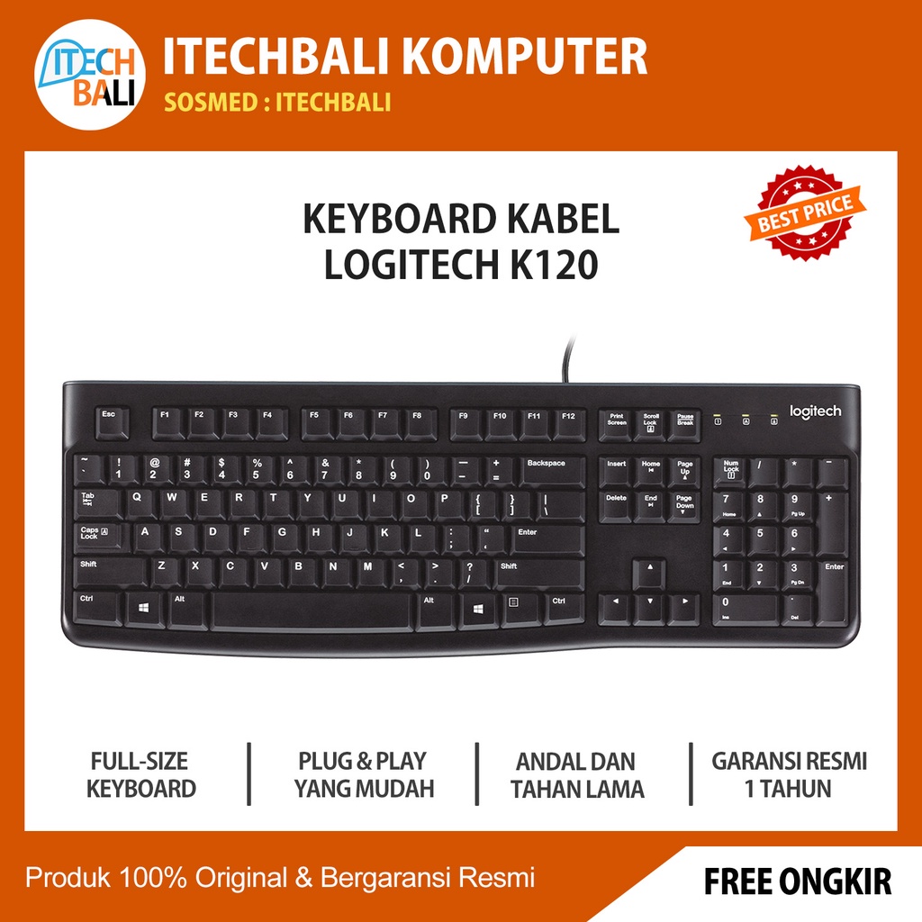 คีย ์ บอร ์ ด Logitech K120 คีย ์ บอร ์ ดแบบมีสายของแท ้ 100 %