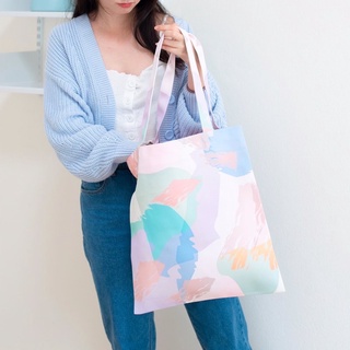 vibes.brandd☁️la moon pastel2 tote bag☁️ กระเป๋าผ้าแคนวาส