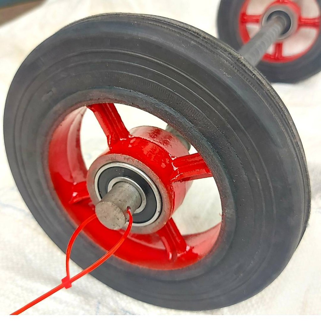 รถเข็น ชุดล้อรถเข็นแม็ก8นิ้วx2ล้อ(1คู่)+4ตลับลูกปืน+แกนเพลา1นิ้วยาว22นิ้วx1เส้นมีแบบปลายเรียบและปลายเกลียว(แถมน็อต2ตัว) - รูปที่ 2