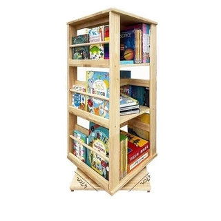ส่งฟรี !!! ชั้นวางหนังสือหมุนได้ 360 องศา ไม้ยางพารา ส่งแบบประกอบสำเร็จ