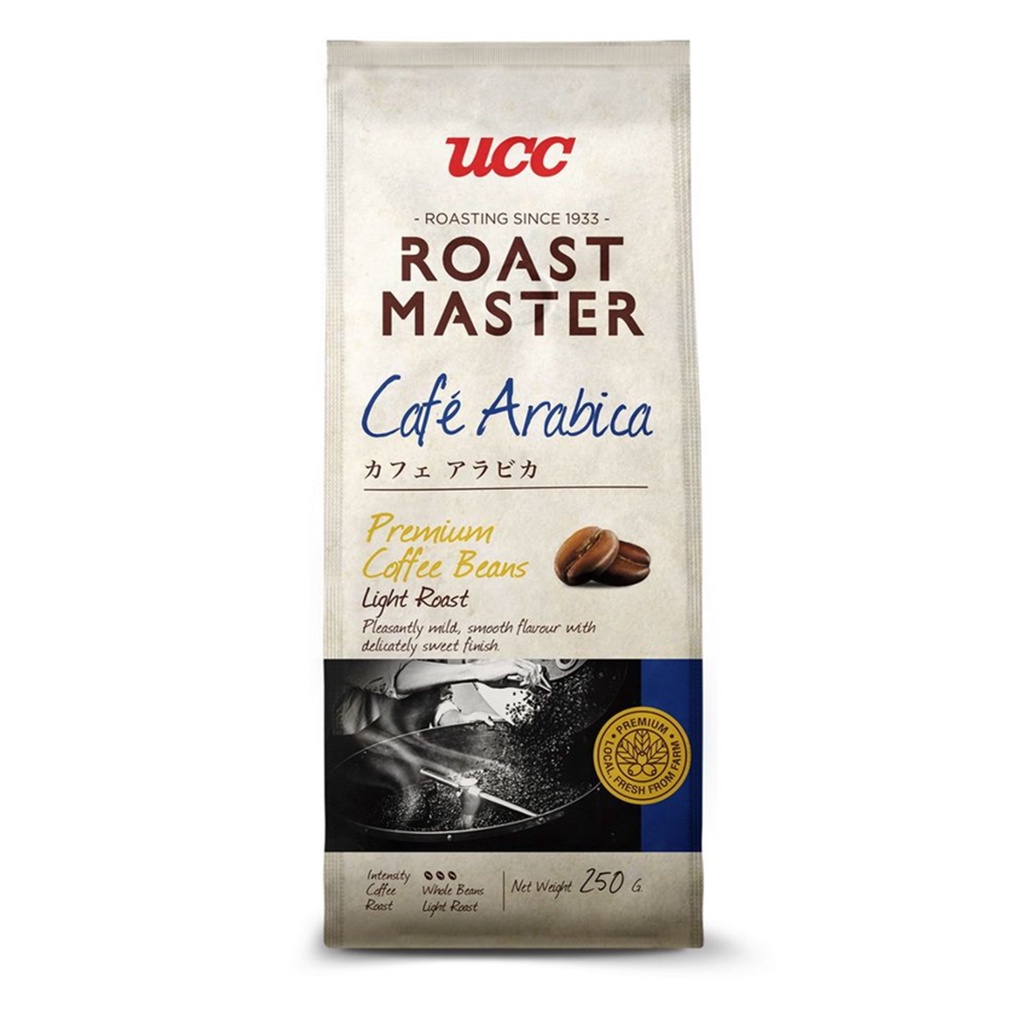 UCC Roasted Coffee Beans Master Cafe Arabica Light Beans 250g.ยูซีซี กาแฟคั่วชนิดเม็ด อาราบิก้า  อาหารเครื่องดื่ม