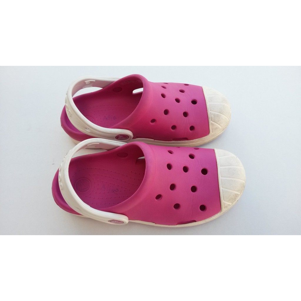 ซื้อและนำมาจากอเมริกา รองเท้าเด็ก CROCS USA คร็อคส์ พร้อมส่งในไทย มีสายรัดส้นแบบพับเก็บได้ สีชมพู