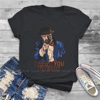 เสื้อยืด พิมพ์ลาย Want You Breaking Bad Walter สีขาว สไตล์วินเทจ ฮาราจูกุ สําหรับผู้หญิงS-5XL