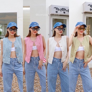 mini tweed blazer🌧💗🍃(430฿ฟรีส่ง) เสื้อสูทแขนกุด เนื้อผ้าวูลทวิต มีซับใน ทรงสวย ใส่ออกมาน่ารักมากค่า แมทช์ง่าย เสื้อคลุม
