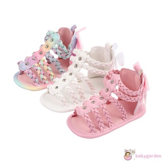 Babygarden- รองเท้าแตะ หนัง PU แบบกลวง กันลื่น แต่งโบว์ด้านหลัง แฟชั่นฤดูร้อน สําหรับเด็กผู้หญิง