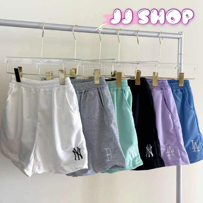 JJ Shop​ ​พร้อมส่ง กางเกงขาสั้น ปักลายตัวอักษร​เอวสม๊อคสีพาสเทล ใส่สบายมาก "KU-DK-6"