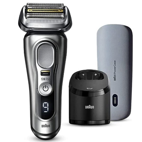 [ส่งฟรี✈] BRAUN Series 9Pro 9477cc Washer + Charging Travel Case Electric Shaver Mud Silver 2021
