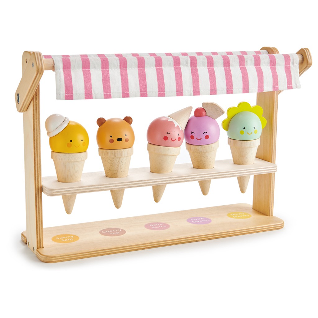 Tender Leaf Toys ของเล่นไม้ ชุดทำอาหาร ของเล่นบทบาทสมมติ ร้านไอศกรีมแสนอร่อย Scoops & Smiles
