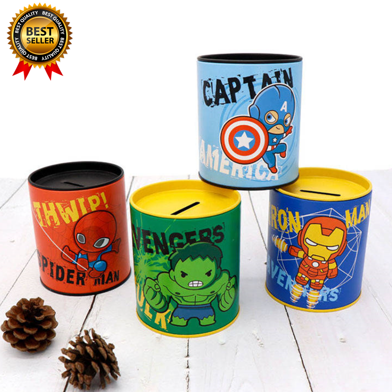 Metal Coin Bank Avengers Superhero Captain America Iron Man Spiderman Tabung Duit Raya Gift Shopee Thailand