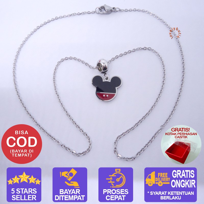 Lovelybutik สร้อยคอไทเทเนียม ป้องกันสนิม 2 สี Uk.45 ซม. สําหรับผู้หญิง SLV