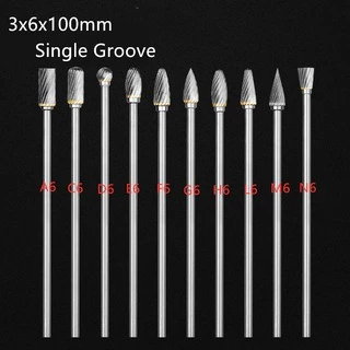 1 ชิ ้ น 3 มิลลิเมตรยาวทังสเตนคาร ์ ไบด ์ Burr 6x3x100 มิลลิเมตร Mata Porting เครื ่ องมือ #ReadyStock