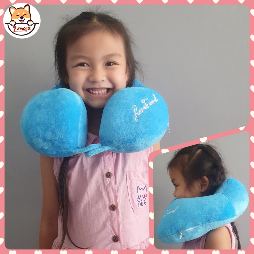 ZumoIX หมอนรองคอ ทรงสูงมีที่รอง รุ่นมีซิป มีกระดุมล็อค ใยสังเคราะห์คุณภาพสูง ผ้ากำมะหยี่ Neck Pillow