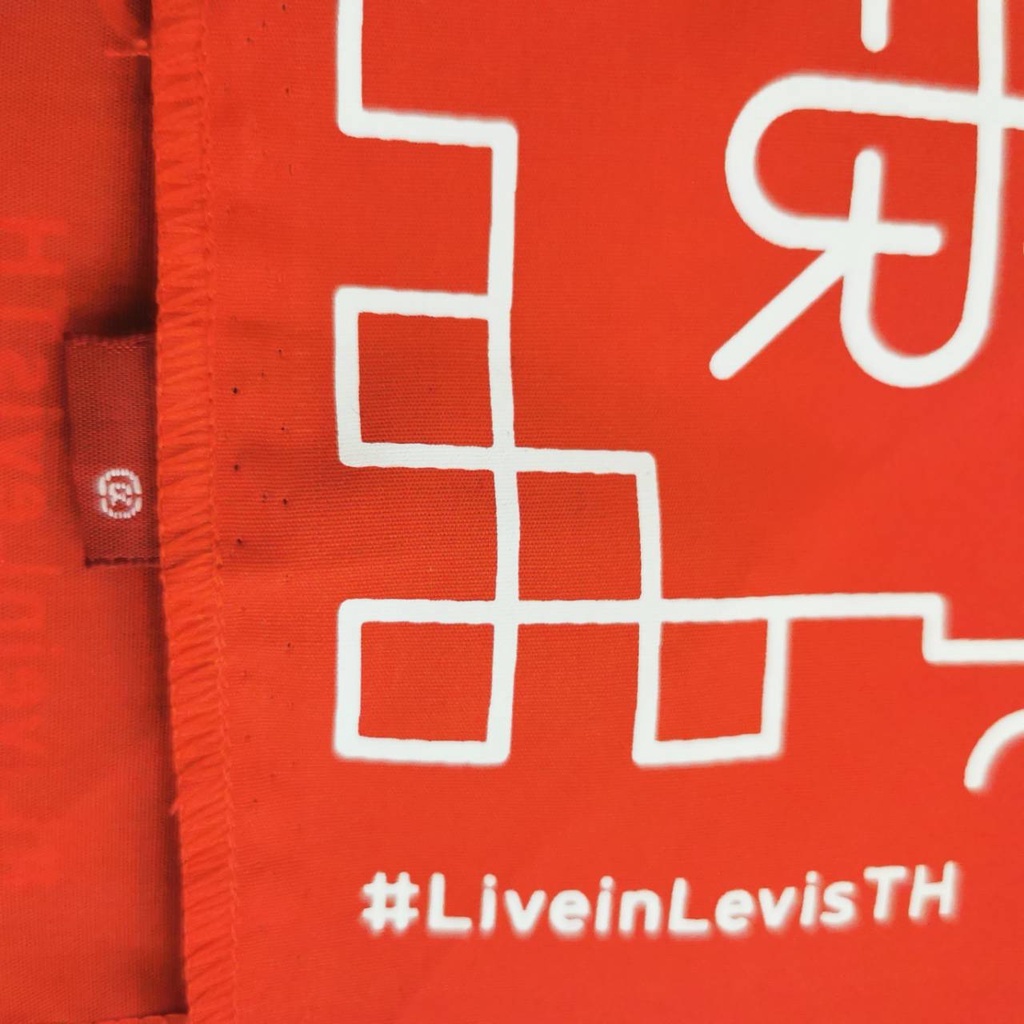 ผ้าเช็ดหน้า Levi's USA Cotton100% ผ้า Bandana ผืนใหญ่ ผ้าผูกผม สีแดง Handkerchief - รูปที่ 3