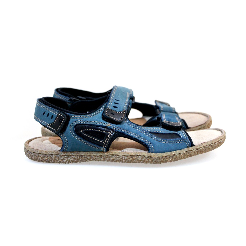 Saramanda รุ่น 155020 รองเท้าแตะผู้ชาย แบบรัดส้น หนังแท้ สีเซลเลอร์บูล