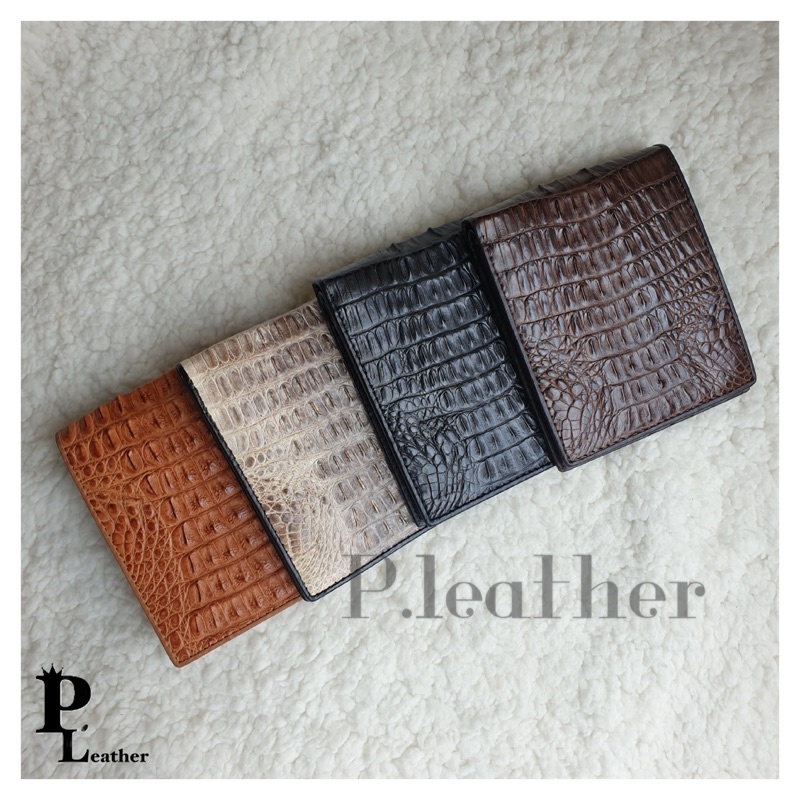 P.Leather💎พร้อมส่ง 🚚 กระเป๋าสตางค์หนังจระเข้ กระดูกหลัง  กระเป๋าสตางค์ หนังแท้ รับประกัน