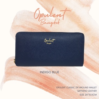 กระเป๋าสตางค์ ใบยาว หนังSaffiano ซิปรอบ สี Indigo Blue