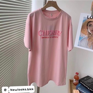 newlooksbkk tn3966  เสื้อยืดสีชมพู สกรีนCHERRY งานสวยน่ารักค่า เนื้อผ้าใส่สบาย ใส่อยู่บ้านน่ารักๆ ห้ามพลาดค่า💗