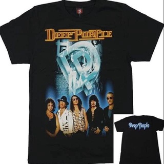 ผ้าฝ้าย 100%เสื้อยืดผ้าฝ้าย 100% พิมพ์ลาย Deep Purple Rockyeah สีม่วงไซส์ Xs-4XlS-3XL