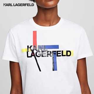 เสื้อยืดผ้าฝ้ายพิมพ์ลายขายดี สตรีทแฟชั่น Karl Lagerfeld - BAUHAUS LOGO T-SHIRT เสื้อยืดคอกลม แฟชั่น