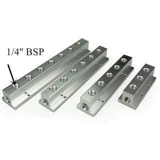 1/4" Bsp Female 2-10 Way อุปกรณ์บล็อกอะลูมิเนียม T-Shape Air Manifold Block สําหรับผู้หญิง