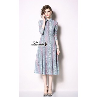 Elegant floral lace long sleeve dress