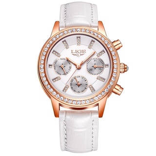 Relogio feminino Women Watches LIGE Luxury Brand Girl Quartz Watch Casual Leather Ladies Dress Watches Women