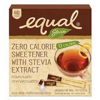 อิควลสารให้ความหวานแทนน้ำตาลจากหญ้าหวาน 2กรัม แพค 40ซอง Equal stevia sugar substitute 2g. Pack 40 sachets