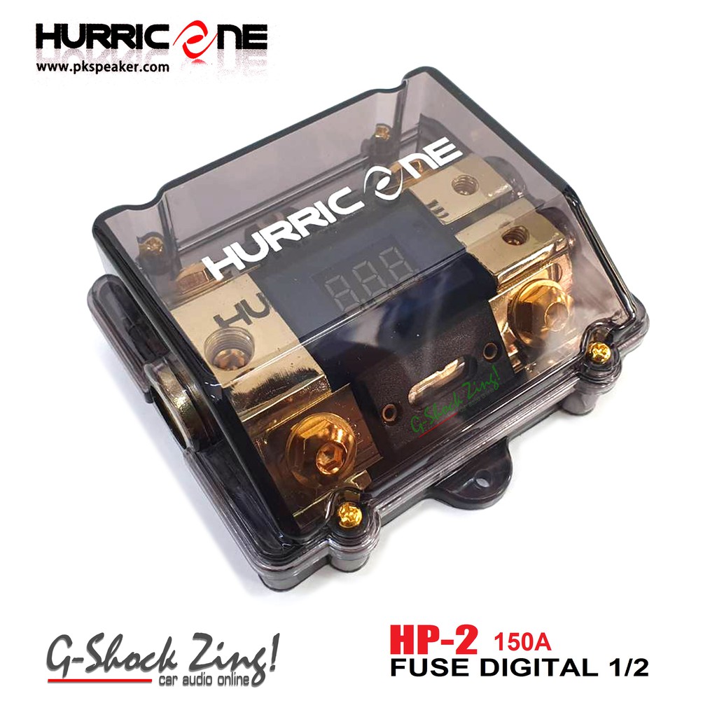 HURRICANE FUSE ฟิวส์รถยนต์ เครื่องเสียงรถยนต์ กล่องฟิวส์ แบบจอดิจิตอล บอกโวลต์ (เข้า 1ออก 2) 150A Hu