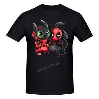 แขนสั้นcrew neckDeap00l เสื้อยืด แขนสั้น พิมพ์ลายกราฟฟิค Stitch ToothlessS-XXXXL