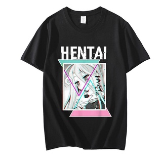 T-shirt  เสื้อยืด พิมพ์ลาย Hen Waifu Lewd เซ็กซี่ สีดํา สําหรับผู้หญิงS-5XL