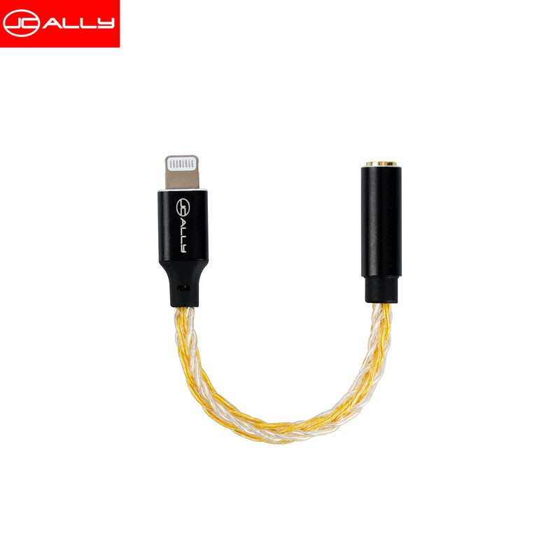 JCALLY JM08L สําหรับ Apple Chip C100 Lightning MFI หูฟังชุบเงินสายอะแดปเตอร์เสียง 3.5 มม.